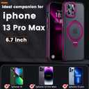 Magnetic Case for iPhone 13 Pro Max, with Invisible Ring Stand, Military Drop Protection, Shockproof Anti-Fingerprint Matte Protective Cover for iPhone 13 Pro Max, Hot Pink