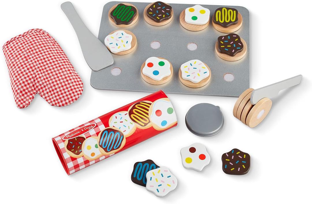 Melissa & Doug Slice & Bake Cookie Set with Wooden Play Food, Colorful Toppings & Play Kitchen Accessories, Preschool Learning Toys for Girls & Boys 3+, 13.3 X 10.45 X 3.35