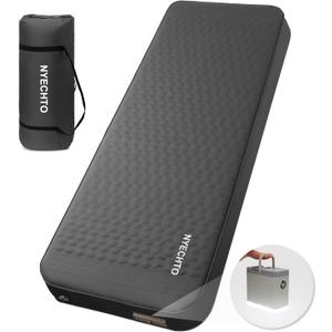 Self Inflating Sleeping Pad with Electric Pump, 4" Thick Ultralight Memory Foam Camping Mattress, Telescopic & Compact, Fast Inflate Insulated Camping Air Mats for Car Travel/Tent/Cot, Grey