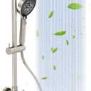 Rainshower Head with Handheld Spray, Retrofit Shower System with Solid Brass Connecter, High Pressure Shower Head with Adjustable Holder& Tub Spout, 60" Stainless Steel Hose, Brushed Nickel