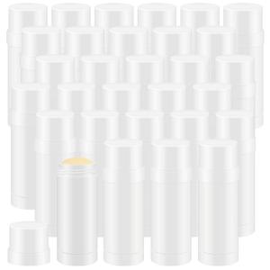 30 Pcs 60ml/2oz Empty Deodorant Containers Twist Up Filling Bottle Refillable Plastic Deodorant Holder Tube for Homemade Lipstick Sunscreen Balm Lotion Bar (White)
