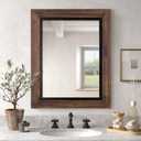 YOSHOOT Rustic Wooden Framed Wall Mirror, 26"x18", Natural Wood and Iron Bathroom Vanity Mirror for Farmhouse Decor, Vertical or Horizontal Hanging