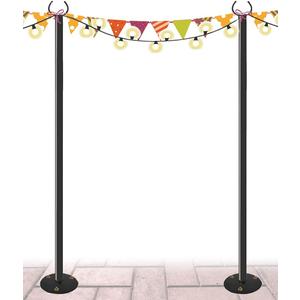 10 FT Outdoor String Light Pole Stand for Hard Ground, Adjustable Globe Patio Light Post for Hanging Outside Decorate Lighting, 2 Packs