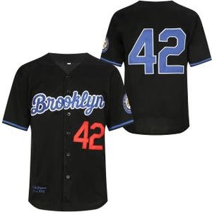 Men's Black Legend Baseball Jersey Number 42 Vintage Embroidered Retro Lightsout Jerseys Shirts (X-Large)