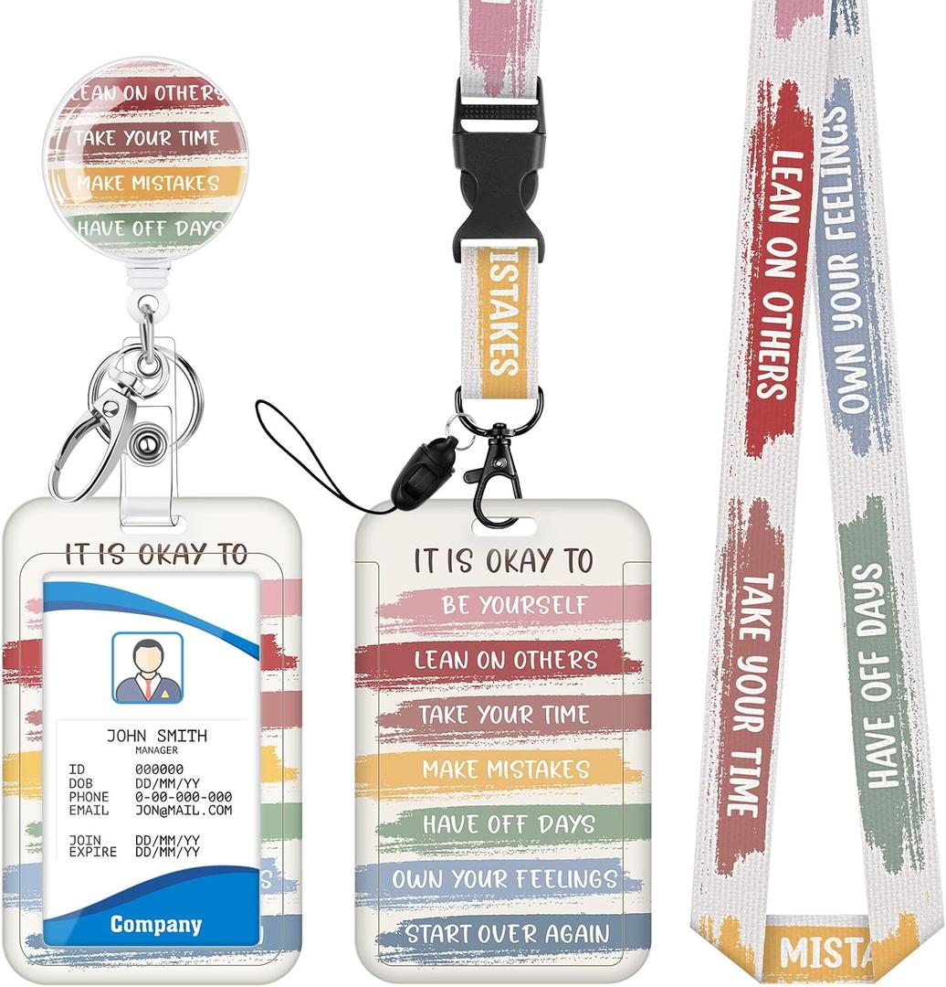 Inspirational Quote Teacher Lanyards for ID Badges Holder Retractable Badge Reel with Clip Funny Badge Holder with Lanyard for Workers Students Teachers Nurse Gift