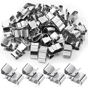 Zhengmy 50 Pcs Trailer Frame Wire Clips Stainless Steel Metal Cable Clips 22.5 mm/ 0.89 Inch Solar Panel Double Wire Clamps Trailer Clamps for PV Wiring Boat Cable