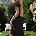 Memoriesea Women's Elegant High Split Ruched Bodycon Mermaid Evening Cocktail Maxi Dress (Black, XL)