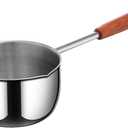 Small Sauce Pan with Pour Spout 500ml Stainless Steel Mini Pot Butter Warmer with Wooden Handle for Cooking Hot Oil, Sauce, Butter Melting, Mini Pot