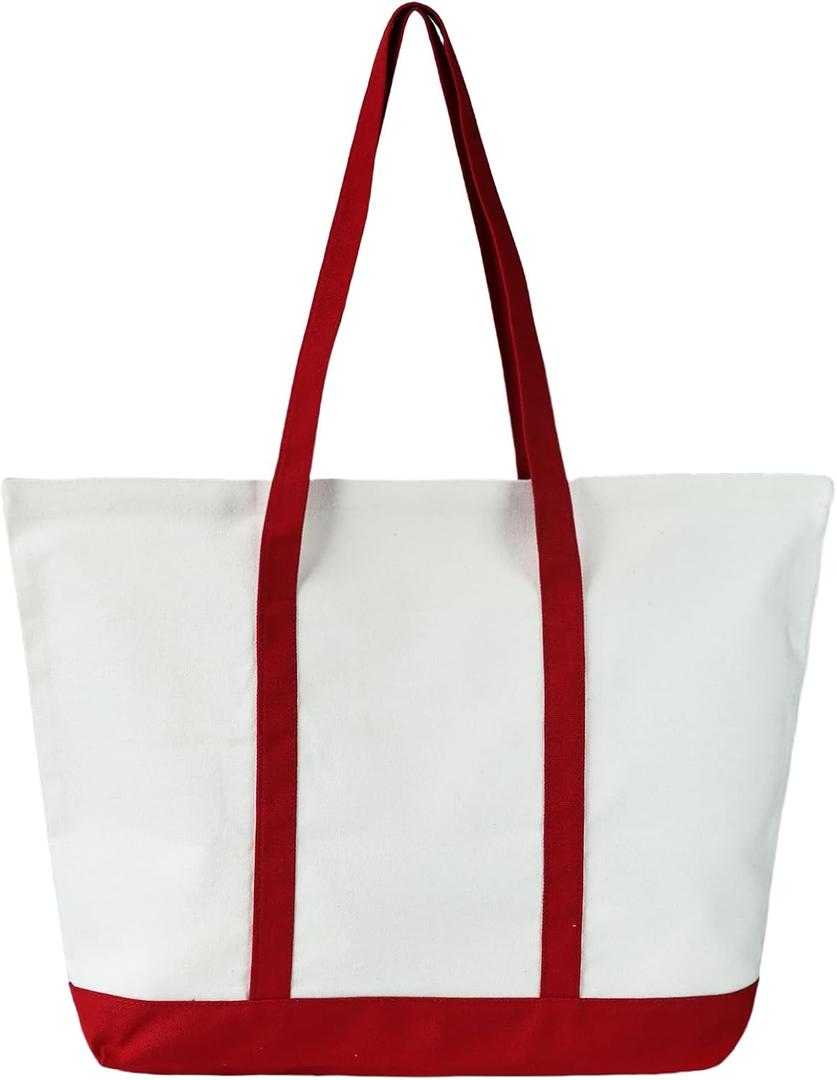 Canvas Tote Bag with External Pocket Large Patchwork Tote Bag Unisex Grocery Bags for Shopping Travel Camping Beach