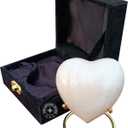 White Cremation Urn for Ashes Keepsake Heart Urn with Black Box and Brass Stand Mini urn for Your Loved one Adult & Funeral Burial for Adults and Infants