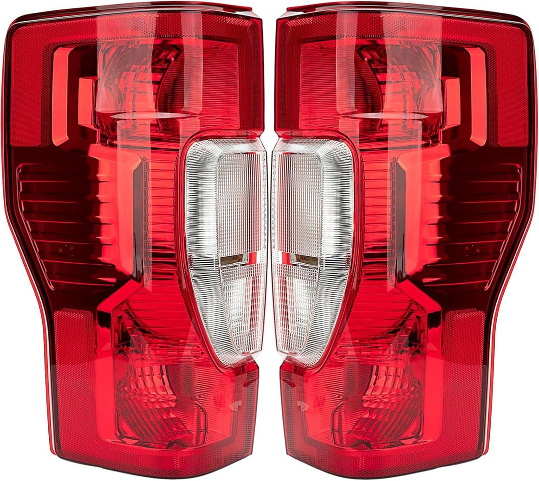 Tail Light Assembly Compatible With 2020-2022 Ford F250/F350/F450 Super Duty Driver and Passenger Side Rear Taillight Tail Lamp Halogen Brake Lamp(w/o Blind Spot) (non- LED) (Red)