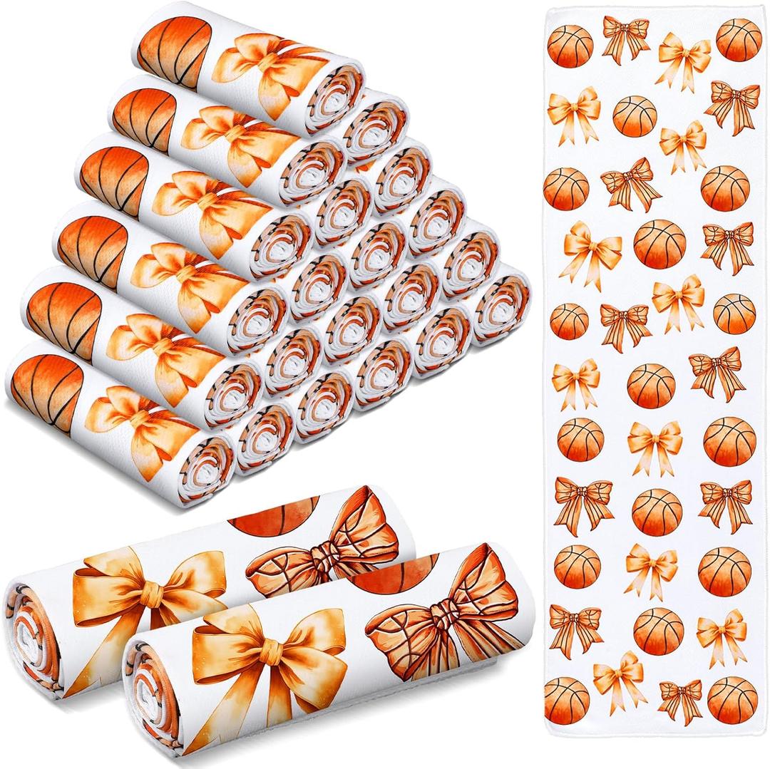 Moukeren 24 Pcs Basketball Cooling Towels Team Gift Bulk 40" x 12" Basketball Party Favors Sports Breathable Ice Towel Microfiber Quick Dry Team Gifts for Coach Yoga Gym Running Sport
