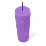 Manna Simple Modern Plastic Matte Studded Tumbler with Lid, Purple 