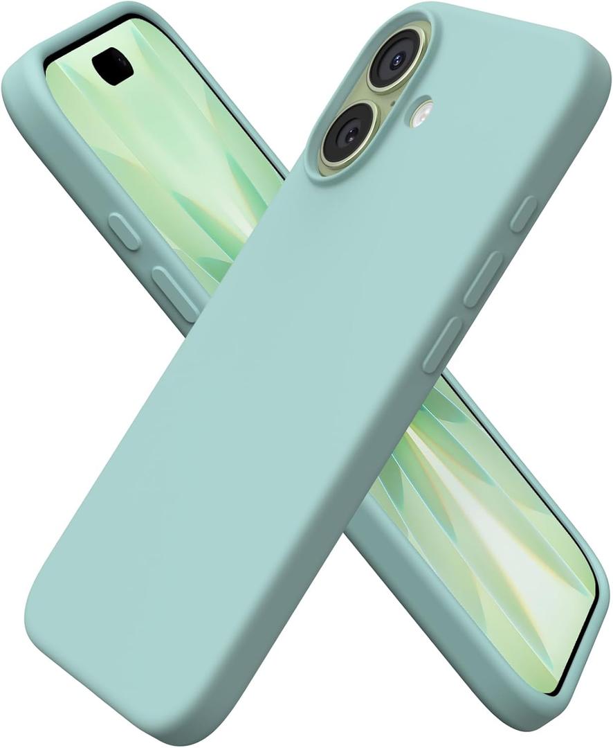 ORNARTO Compatible with iPhone 17 Case 6.3, Slim Liquid Silicone 3 Layers Full Covered Soft Gel Rubber Phone Case Protective Cover 6.3 Inch, Celadon Green