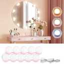 Consciot LED Vanity Lights for Mirror, Hollywood Style Vanity Light with 10 Dimmable Bulbs, Adjustable Color & Brightness, USB Cable, Mirrors Lights Stick on for Makeup Table Dressing Room Mirror (Pink)