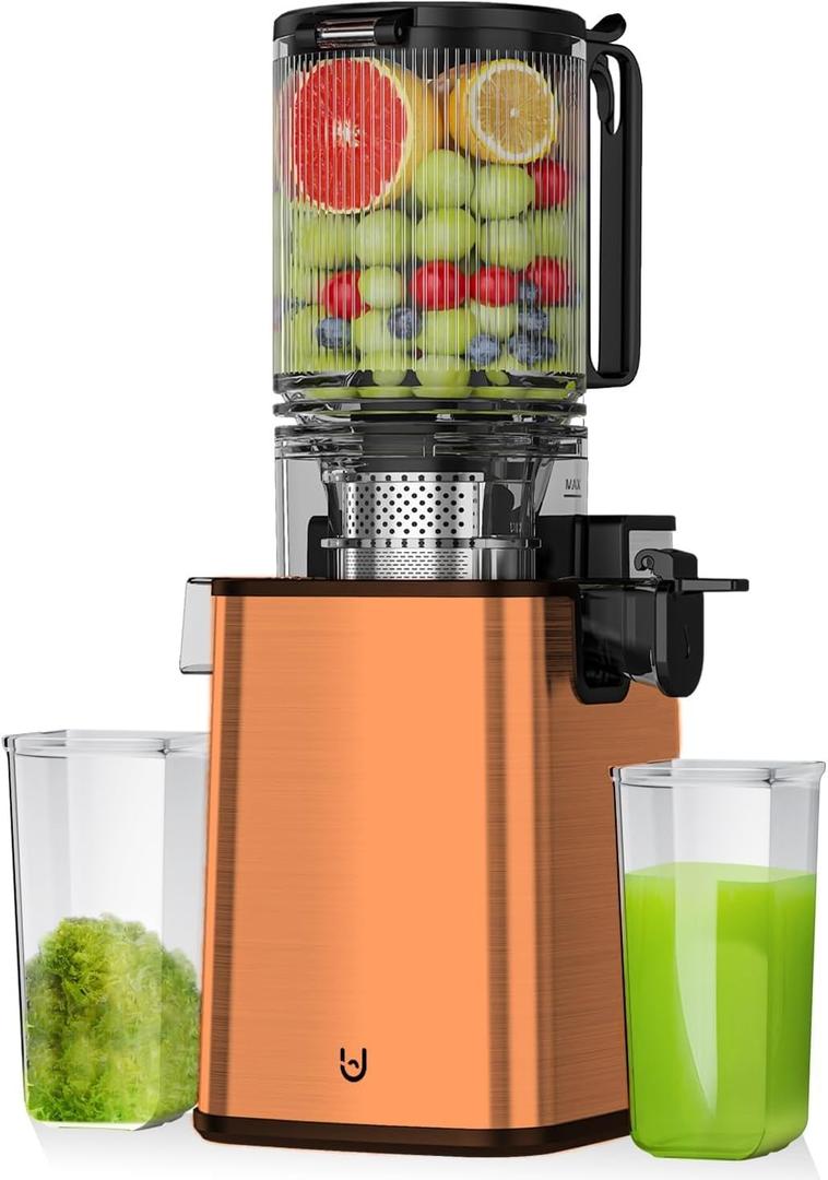 Cold Press Juicer, 5.8" Wide Feed Chute Juice Extractor Machine with 400W, High Juice Yield, Slow Masticating Juicer for Whole Vegetables & Fruits, Stainless Steel