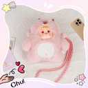 9inch Plush Bag Collection Crossbody Bags, Cute Girl Purses Fun & Unique Handbag Plush Shoulder Bag with Strap, Pockets (Light Pink)