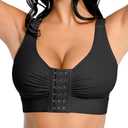 FeelinGirl Post Surgery Compression Bra Soft Support for Mastectomy Breast Augmentation Breast Lift Bra Black, M