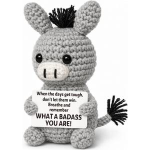 Funny Graduation Positive Badass Donkey Crochet Animals, Motivational Gift for Women Men Coworkers, Best Friends - Uplifting Support Small Mothers Day Holiday Basket Stuffer for Grandkids