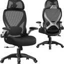 ELABEST X100 Ergonomic Mesh Office Chair, Big and Tall Home Desk Chair with 5D Flip-Up Arms, Adjustable 3D Lumbar Support, Gaming & Executive Computer Chair, 24in x 26in x 41in