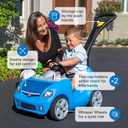 Step2 Whisper Ride II Kids Push Car, Ride-On Car with Seat Belt and Horn, Toddlers and Preschoolers Ages 18 Months4 Years, Max Weight 50 lbs., Quick Fold Handle, Stroller Alternative, Blue