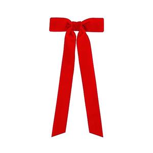 Wee Ones Girls' Velvet Bowtie with Plain Wrap and Stream Tails on a WeeStay Hair Clip, Mini, Red, 24