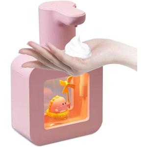 Cute Automatic Soap Dispenser - Kids Touchless Pink Hand Soap Dispenser,Wall Mount Waterproof USB Rechargeable, 13.5oz/ 400ml for Bathroom Countertop, Kitchen, Office, Hotel, Preschool Children