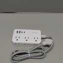 Power Strip Extension Cord - 6 Outlets and 4 USB (2 USB C), Braided Cord with Ultra Thin Flat Plug, Wall Mount, Overload Protection, Travel, Cruise Ship, Dorm Room Essentials (5FT, White)