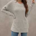 Sweater for Women Top Oversized Fashion Sweater Soft Striped V Neck Long Sleeve Pullover Sweatshirt (XL)