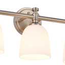 Bathroom Vanity Light, 3-Light Bathroom Light Fixtures Over Mirror, Traditional Vanity Lights for Living Room, Milk White Bell Glass Shades, Standard E26 Base, Brushed Nickel