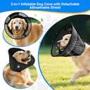 Inflatable Dog Cone for Dogs After Surgery,Soft Adjustable Elizabethan Collar for Medium Dogs,2-in-1 Dog Cone with Detachable Shield,Anti-Anxiety Comfortable Pet E-Collar Prevents Licking Wounds (Black, M)