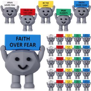 Gejoy 25 Pcs Mini Rubber Stone Toys Positive Gifts Mini Religious Stones Decorations and Encouragement Birthday Motivational Gifts for Colleague Staff Teacher