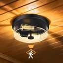 Motion Sensor Ceiling Light Indoor, 2-Light Flush Mount Hallway Lighting Fixtures, Black Modern Farmhouse Ceiling Lamp with Clear Glass for Kitchen Porch Entryway Bedroom Living Room