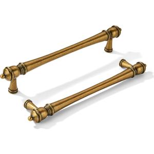 khtumeware 2 Pack 8 inch(203mm) Hole Center Vintage Antique Brass Cabinet Pulls Heavy-Duty Solid Cabinet Hardware Drawer Pulls Hardware Suitable for Kitchens bathrooms and Dressing Tables