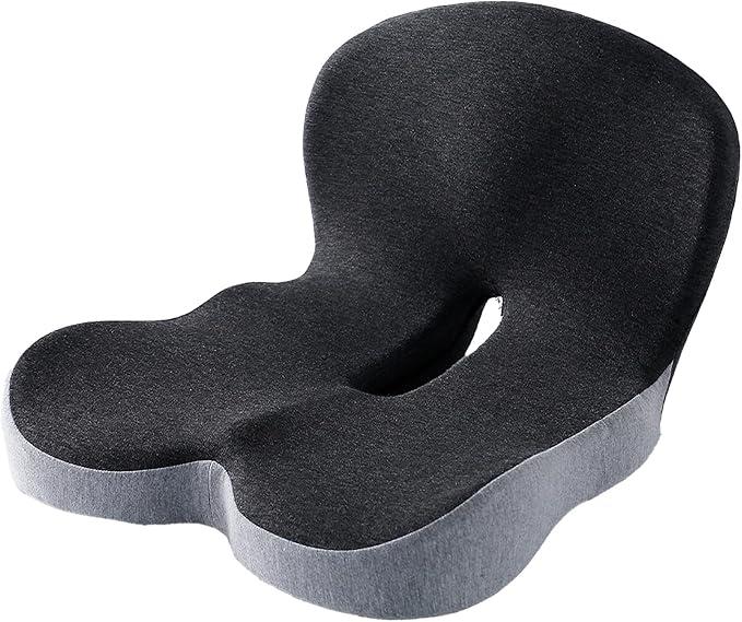 Reenly Buttocks Cushion for Office Chair Memory Foam Seat Pad for Butt Support Tailbone Relief Ergonomic Chair Cushion for Home Car Travel or Work (Classic Grey)