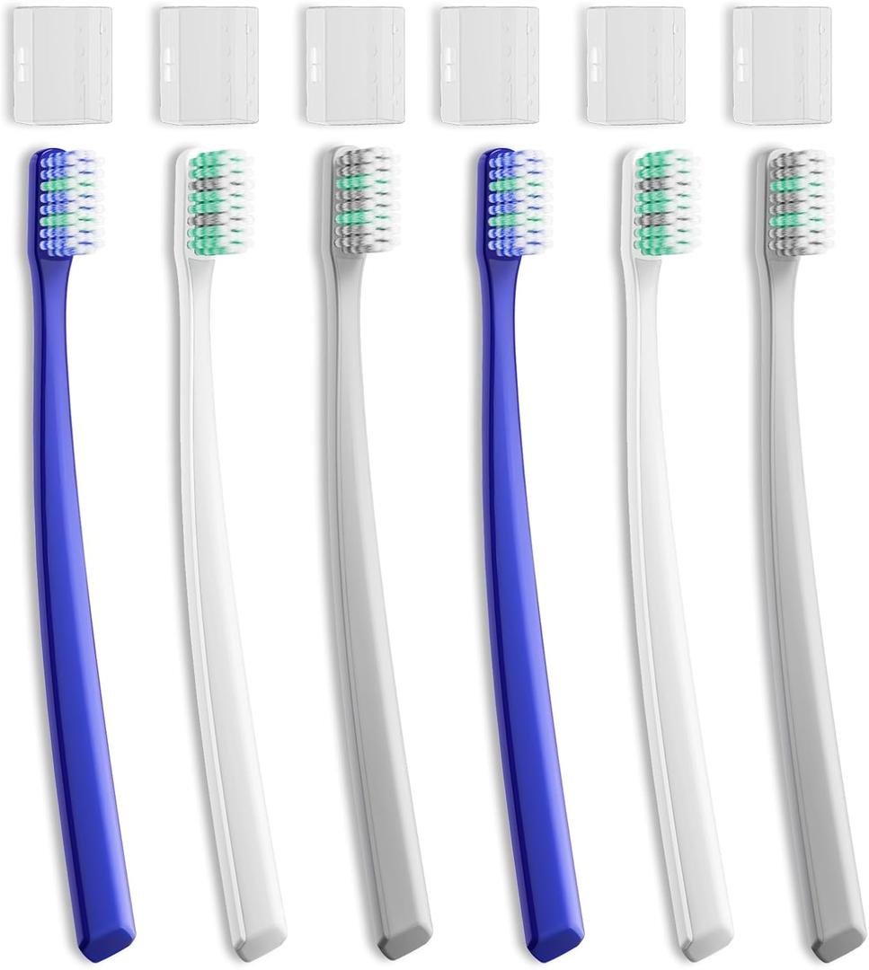 RoseFish Soft MenToothbrushes with Dual Action Flossing Sprar Bristles Adult Manual Toothbrushes with Toothbrush Head Coves Helps in Teeth Whitening Remove Tea Coffee Stains (6 Count)