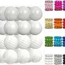 Emopeak 24Pcs Christmas Balls Ornaments for Xmas Christmas Tree - 4 Style Shatterproof Christmas Tree Decorations Hanging Ball for Holiday Wedding Party Decoration (White, 1.3"/3.2CM)