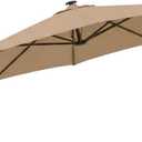 Garden Winds Heavy Duty Reinforced RipLock 500 Replacement Canopy Top Cover Compatible with Everhome 11' Offset Solar Umbrella Models 69745277, 69745276, 69745278, 69745279 - Beige