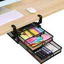 ROSYLINE Under Desk & Desktop Drawer Organizer - 2-Tier Metal Slide Out Drawers Organizer, Storage for Home Office Desk (Black)