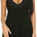 Avidlove Women Nightgown Sexy Sleepwear Lace Chemise V-neck Modal Babydoll Lounge Dress Size  3 XL