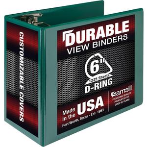 Samsill Durable 6 inch 3 Ring Binder, Locking D Ring 100% Recycled Chipboard, Green