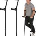 Geiserailie 2 Pcs Forearm Crutches for Adults Adjustable Elbow Crutches with Metal Spine Articulating Arm Cuff TPR Hand Grip and Wider Rubber Tip Lightweight Support Arm Crutches for Leg Injury