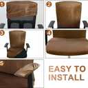 Tallew 4 Pcs Office Chair Covers Set Computer Universal Protective Stretchable Chair Seat Covers Desk Armrest Slipcovers Pads Office Cushion Backrest for Rotating(Brown)