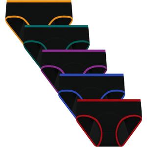 Nalwort Women's Period Underwear Menstrual Period Panties Postpartum Cotton Panties 5 Pack (Large, Color-4)