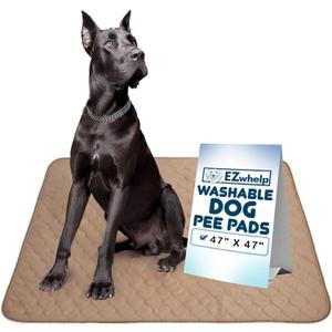 EZwhelp Washable Pee Pads for Dogs - Waterproof Training Pads for Dogs, Reusable & Sanitary, Rounded Corners, Laminated, Lightweight, Durable, Pet Essentials for Training and Whelping, 47" x 47"