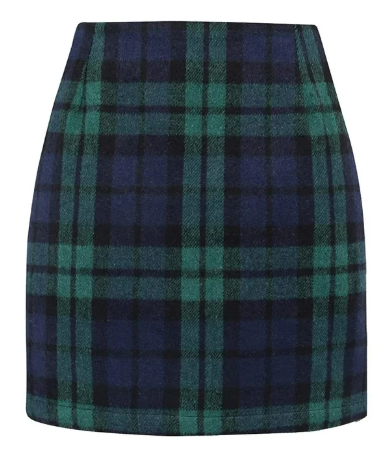 Womens High Waist Plaid Skirt Bodycon Pencil Wool Mini Skirts M