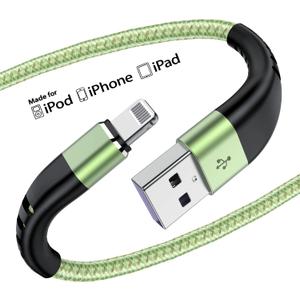 Essri 2Pack for iPhone Charger Cord 6FT, Lighting Cable 6 Feet to USB Charging Cable, Nylon Braided Charging Cord 6 Foot Compatible with iPhone 14 13 12 11 X XS XR 15 Pad -Light Green