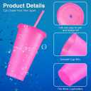 Amyhill 12 Pcs Reusable Glitter Cups with Lids and Straws 24 oz Plastic Tumbler Iced Coffee Cup Travel Mug for Smoothie Juice Sleepover Wedding Graduation Party Supplies Girl(Hot Pink) | Reusable, with Lids and Straws, Tumbler, Iced Coffee Cup, Travel Mug, Party Cups