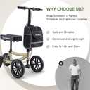 Knee Scooter, 350lbs Capacity, 13" Big PU Seat, Disc Brake Knee Walker, All Terrain Foldable Knee Scooter Walker with Bag for Foot Injuries Compact Crutches Alternative (Champagne)