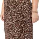 Amazon Essentials Women's Sleeveless Crossover Twist Neck Faux Wrap Dress (Large, Dark Brown Floral)